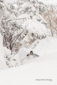 James Winfield enjoying the powder turns at Furanodake