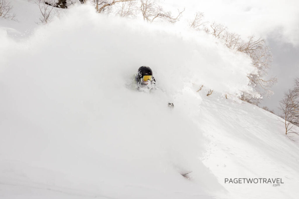 James Winfield in the powder cloud at Asahidake